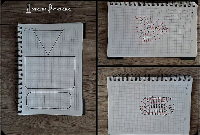 Як зв'язати гачком рюкзак з трикотажної пряжі, схеми з описом